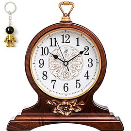 Desk Clock for Mantle Decor,Vintage Mantel Clock Battery Operated with Hook for Living Room,Bedroom,Office,Concealment Furniture,Tv Stand with Fireplace Decor (Brown)