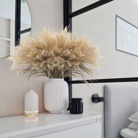 Uieke 500Pcs Natural Dried Pampas Grass Plume 17inch Tall Dried Flowers Bulk Reed Dried Plants for Wedding Flower Arrangements Farmhouse Wreath Door Centerpiece Home Décor Brown