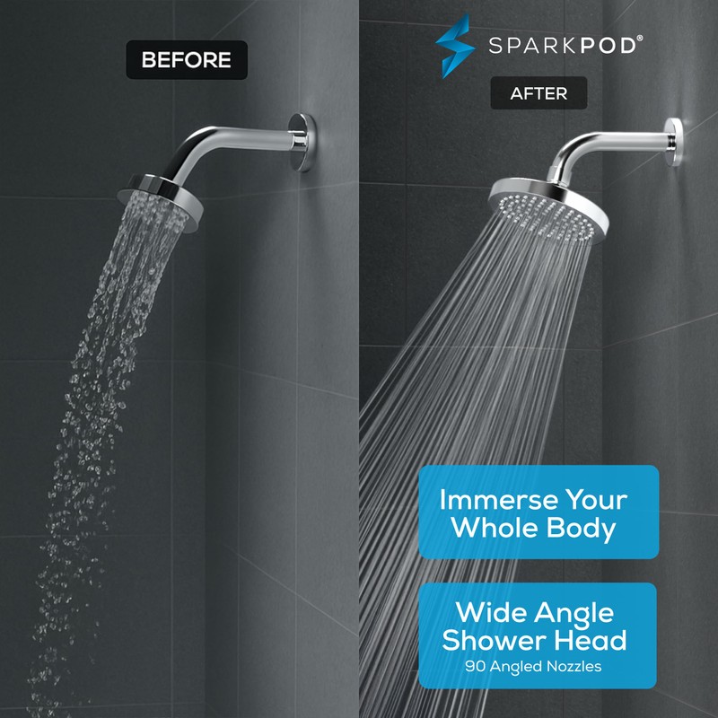SparkPod Shower Head - High Pressure Rain - Premium Quality