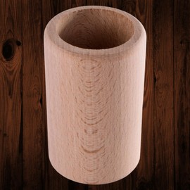 WooDeeDoo Small Round Pen Pot Brush Holder Pencil Cup | 4 Pack | Wooden School Office Stationery | Ø53 H83 mm | Desktop Makeup Storage Box Tidy Organiser | Plain Beechwood