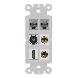 RiteAV 1 Speaker 2 Banana Binding Post Wall Plate 2 Cat6 1 x Toslink Optical and HDMI - Rocker [Gray/Gray]