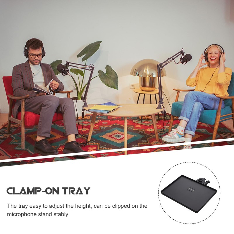 Operitacx Universal Microphone Tray, Adjustable Microphone Compartment with Clip on