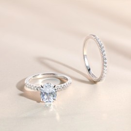 JALOKIVI 1.5CT 925 Sterling Silver Engagement Rings for Women Oval Cut Solitaire Cubic Zirconia Wedding Promise Rings for Her Size 5