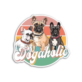 2 x 10cm Dog-Aholic Stickers - French Bulldog Frenchie Dog Puppy Animals Men Women Addict Love Fan Decal Luggage Laptop Gift Sticker #80132