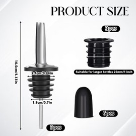 3 Pack Stainless Steel Pourers Set, Classic Bottle Pourers Includes Liquor Pour Spouts, Caps, 1in Large Neck Bottles Adapters for Alcohol, Olive Oil, Juices, and Syrups