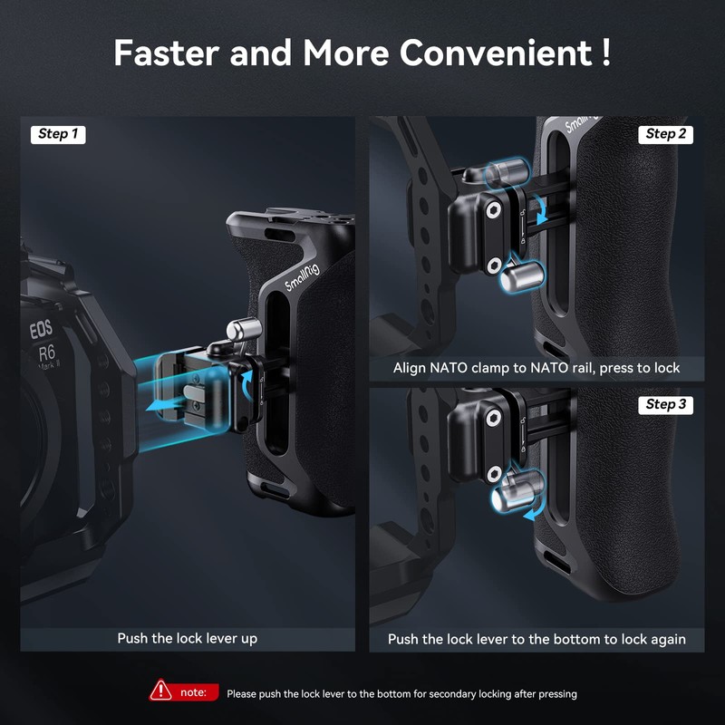 SMALLRIG Snap-On NATO Side Handle, Quick Lock Design, Up/Down Adjustable,