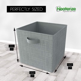 NEATERIZE Cube Storage Baskets for Organizing -13x13 Inch-Set of 6 Heavy-Duty Storage Cubes for Storage and Organization. Perfect Bins for Cubby Storage Boxes Or Cube Storage Organizer (Textured Grey)