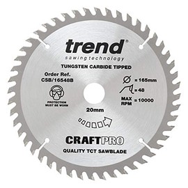 Trend CraftPro TCT Saw Blade, 165mm x 48 Teeth x 20mm Bore, Tungsten Carbide Tipped, CSB/16548B