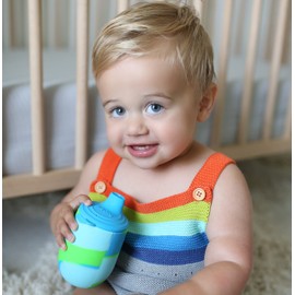 Nuby Silicone Tie-dye First Training Cup with Free Flow Soft Spout - 6oz, 6+ Months, Blue/Green