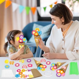 80UncleKimby 30PCS Mothers Day Crafts for Kids Flower Bouquet Kit DIY Teacher Appreciation Week Thankful Gift School Classroom Activities(Brown Kraft)