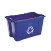 Rubbermaid 571873BE Stacking Recycle Bin, Rectangular, Polyethylene, 18gal, Blue