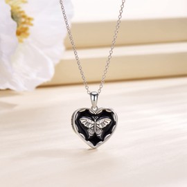 SCZKLAQ Butterfly Locket Necklace That Holds Pictures 925 Sterling Silver Locket Necklace That Holds Pictures Memorial Keepsake Photos Locket Pendant Jewelry Gifts For Women Loved One