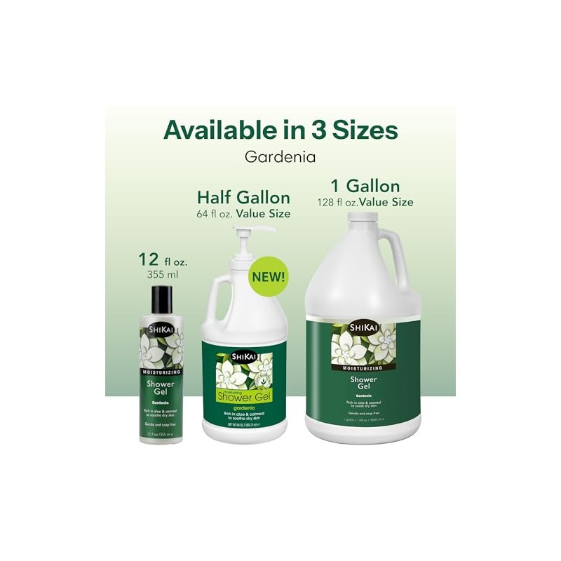 ShiKai Gel de ducha hidratante natural, Gardenia, 12 onzas, 12