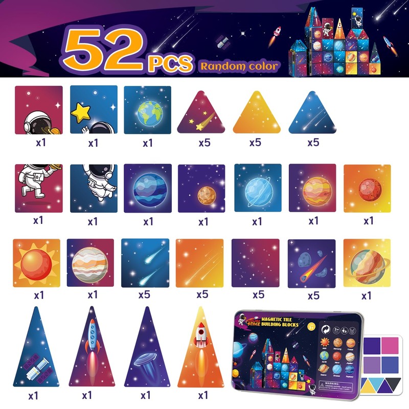 kocojrff Mini Magnetic Tiles Travel Set, 31Pcs STEM Travel Magnatiles