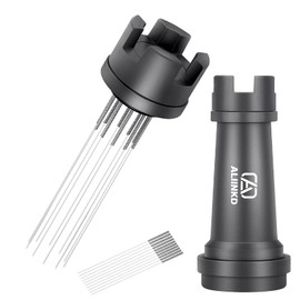 ALIINKD Coffee Distributor WDT Tool Coffee Distribution, 10pcs 304 Stainless 0.3mm Needles Espresso Coffee Stirrer, Chess Shape Full Aluminum Shell