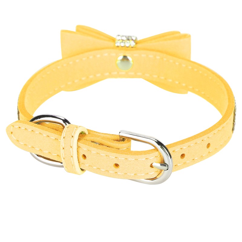 Adjustable Microfiber Double Bowknot Crystal Sparkle Rhinestone Cat Collar Pet