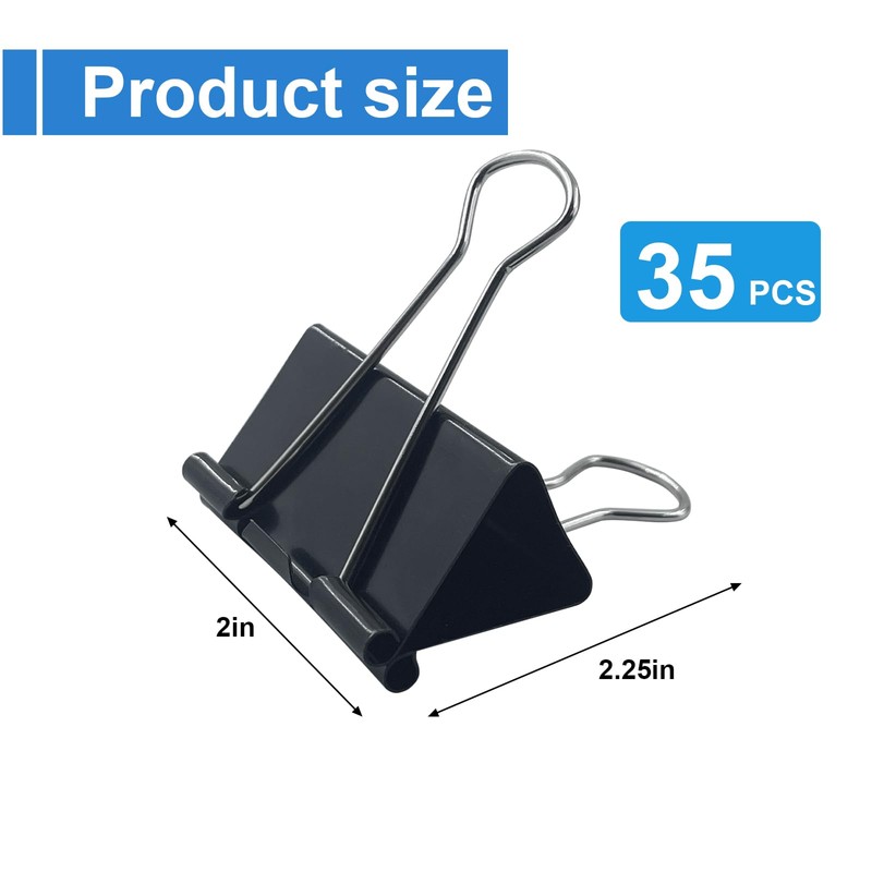 35 Pack Extra Large Binder Clips, 2 inch Large Size