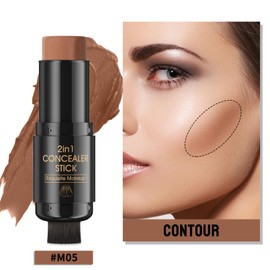 2 In 1 Contour Stick Makeup with Built-In Brush, Makeup Concealer Stick for Women, Long Lasting, Matte (#05)