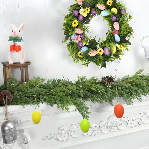 6FT Easter Garland with 24 PCS Eggs in Bulk, Foldable