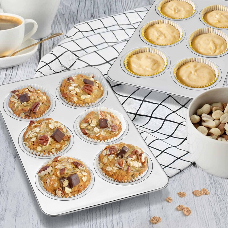 Homikit 1 Pack Muffin Pan, Stainless Steel Cupcake Tin with
