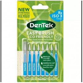DenTek ECO Easy Brush 0.6mm Blue Interdental Brushes with Handle 8pcs