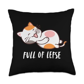Full of Lefse Cute Cat Norwegian Food Scandinavian Throw Pillow