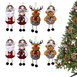 Pack of 8 Tree Dolls, Christmas Pendants, Christmas Tree Decoration, Wearing Santa Claus, Snowman, Elk, etc. Tree Decoration, Christmas Tree Pendant, DIY Christmas Tree Pendant, Gift Crafts