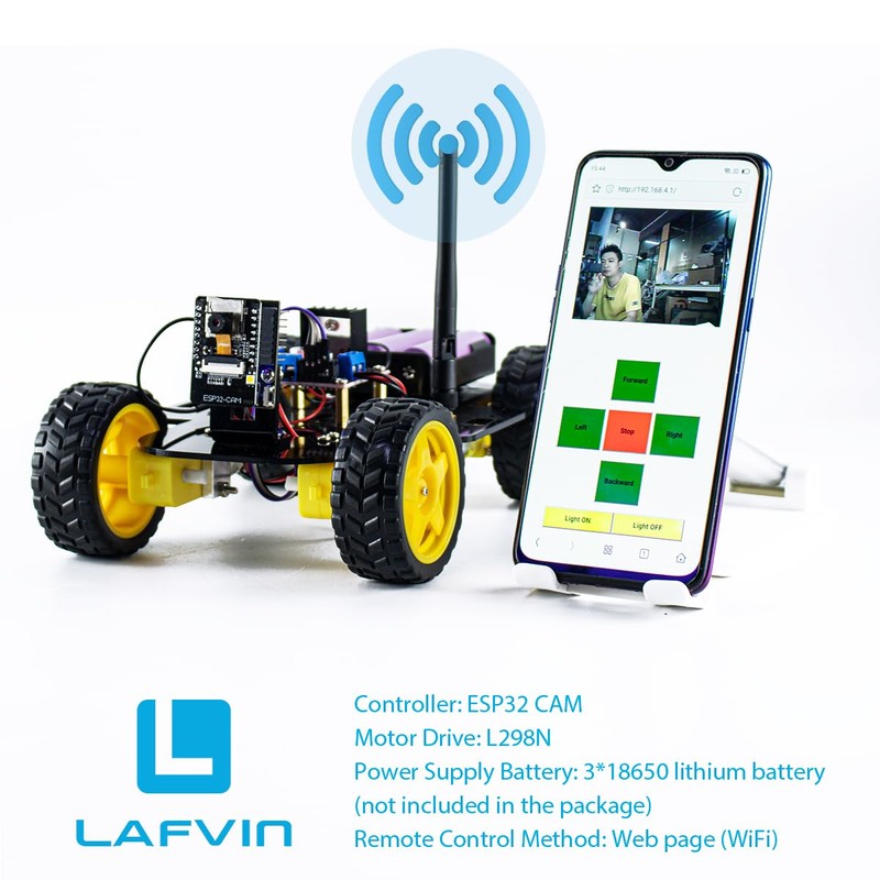 LAFVIN Camera Robot Car Kit for ESP32, WiFi Real-Time Video