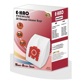 E-HAO 16 pcs 3D Improved Vacuum Cleaner Dust Bags Replacement parts for Miele Vacuum Cleaner FJM and GN Bags. Models: Complete C1/C2/C3, Compact C1/C2, Classic C1, S8, S6, S5, S4, S2