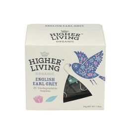 Higher Living Organic English Earl Grey Tea | Pack Of 2 | 50g | 20 Premium Tea bags for a Refreshing Experience | Delightful Blend