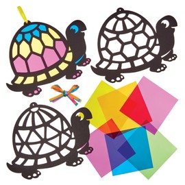 Baker Ross FN191 Tortoise Stained Glass Decoration Kits - Pack of 6, Make Your Own Decorations, Stained Glass Effect for Children to Decorate and Display