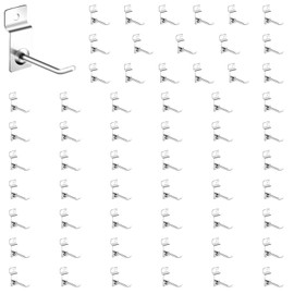 Yauhar 60Pcs Silver Slatwall Hooks Assortment Set, Heavy Duty Slat Wall Hanging Hook Garage Organization Accessories, Pegboard Gridwall Display Hook for Retail Home (2 Inches/5 CM)