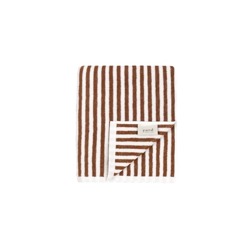 Yard Hebden Striped Cotton Hand Towel - Pecan - 50x100cm