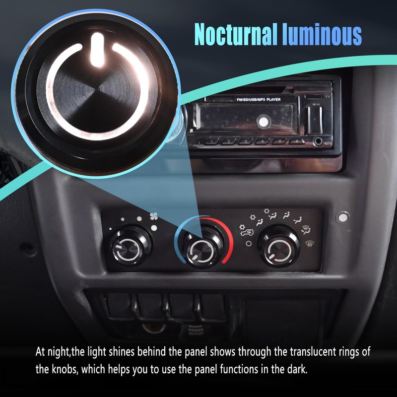 Xomzema 3PCS Upgraded AC Knobs for Jeep Wrangler 1999-2006 Accessories,Air