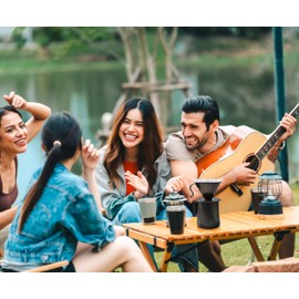 AGOGO Camping Pour Over Coffeemaker Set with Paper Filter Stainless Steel (Black, 600ml)