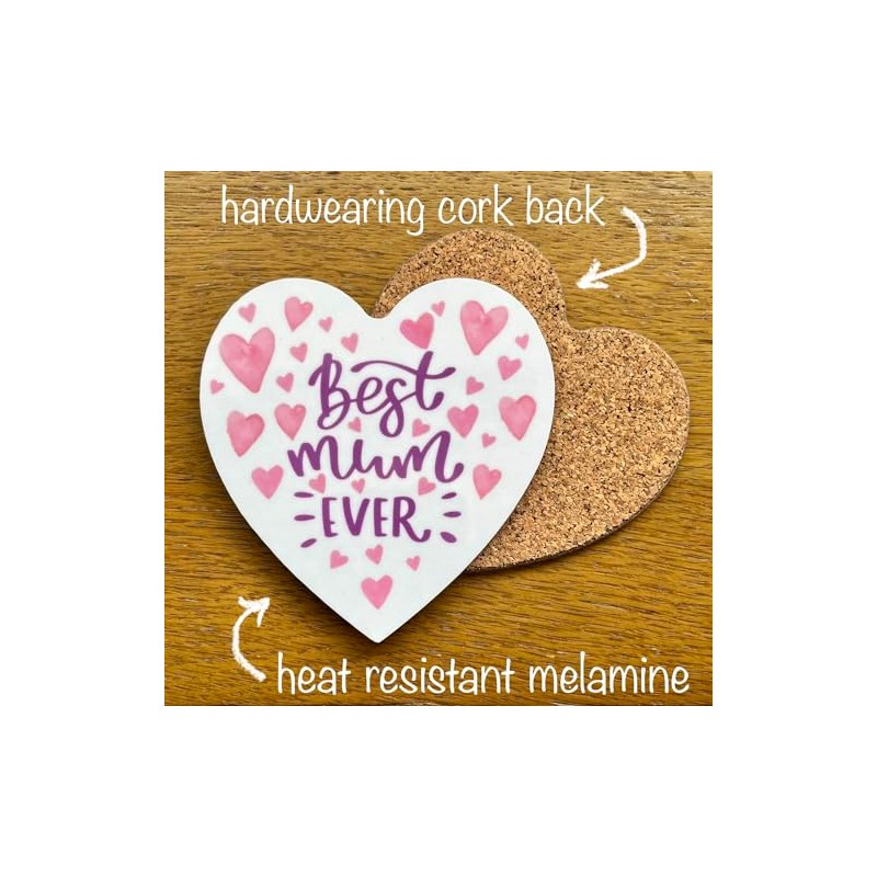 Best Mum Ever Heart-shaped Novelty Coaster - Feel Good Message