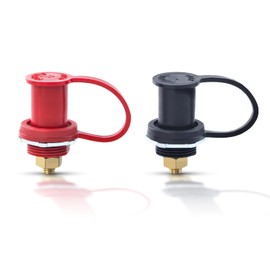2Pcs Battery Charger Post, 250A Battery Post Pile Jumper Terminal with Cover, 3/8" Stud Remote Battery Terminals Jumper Charger Posts for Auto Truck Marine Boat(Black+Red)