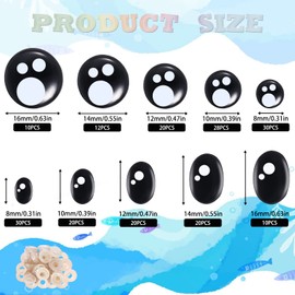 Ecavria [400PCS] Safety Eyes for Amigurumi, 8-16mm Black Crochet Eyes with Washers, Oval &Round Craft Eyes, Kawaii Doll Eyes for Crochet Toys Stuffed Animals