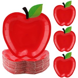 50PCS Back to School Red Apples Paper Plates,First Day of School Red-Apples Paper Plates,RedApple Snow White Party Decorations,for Birthday Christmas Graduation Party Supplies(red,Size:6.3*7.1inch)