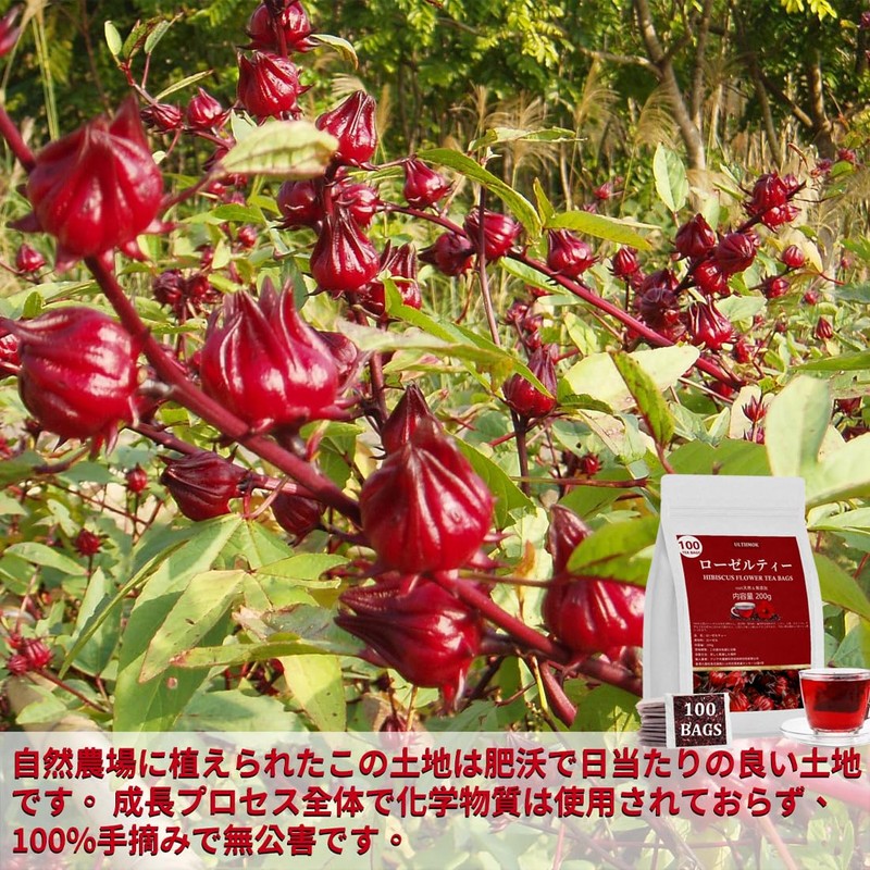 ULTHMOK Roselle Tea 100 Bags Herbal Tea Hibiscus Tea Health