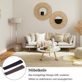 GOIEHIR Furniture Wedges Set of 36 Wheel Chocks 0.8 x 1.95 x 10 cm Furniture Leg Levelling Pads for Furniture, Tables, Chairs, Wardrobes, Sofas, Black and White