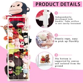 puheca Large Stuffed Animal Storage Organizer, Creative PVC Stuffed Animals Storage Zoo Cage, Vertical Space Saving Large Capacity Plush Toy Zoo Holder for Kidroom Playroom-White