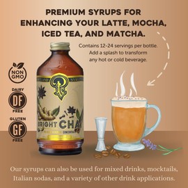 Portland Syrups Bright Chai Syrup for Coffee, Cocktails, Mocktails, and Sodas - Premium Chai Flavor Concentrate with Orange Pekoe Tea, Ginger, Cinnamon, Cloves, and Cardamom - Rich Flavor - Organic Cane Sugar - Natural Ingredients - 12 oz Bottle, 12 Serv