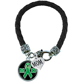 Holly Road Custom Bracelet Muscular Dystrophy Awareness Black Leather MOM OR DAD charm ONLY Jewelry Family