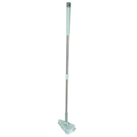 Cepillo para Limpiar Alberca Mango Largo, Cabeza Triangular y Cerdas Duras, Acero Inoxidable y Plástico, Adecuado para Limpieza en Garajes y Jardines