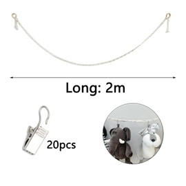 Cuddly Toy Storage, Hanging Stuffed Toy Holder with 20 Metal Clips, Boho Stuffed Toy Organiser, Hanging Organiser, Stuffed Toy Storage for Children's Room, Decoration for Hanging Hats, Socks