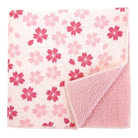 濱文様 和たおるセミウォッシュ（タオルハンカチ） まめ桜 ピンク