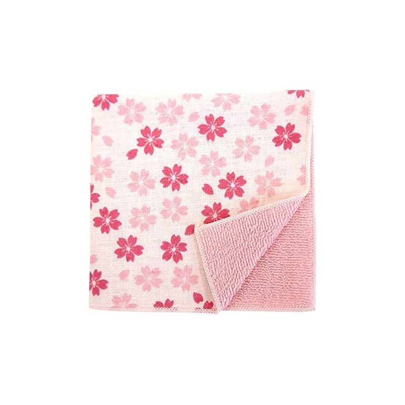 濱文様 和たおるセミウォッシュ（タオルハンカチ） まめ桜 ピンク