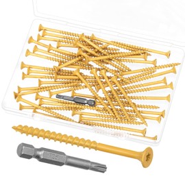 Rustark 51Pcs #10x3 Deck Screws Assortment Kit with T25 Star Bit Torx Star Drive Head Wood Screws Outdoor Decking Screw Exterior Wood Screw for Wood Projects