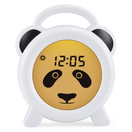 Alecto BC100PANDA - Educational Alarm Clock Children - Sleep Trainer & Night Light Children - Learn to Sleep and Wake Up with LED Children's Alarm Clock - White/Black